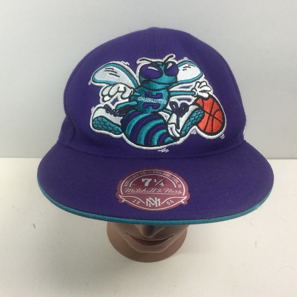 90s Charlotte Hornets NBA hat Mitchell Ness Hardwood Classics fitted cap 7 1/4
